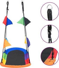 vidaXL Leagăn cuib cu stegulețe, 165x70 cm