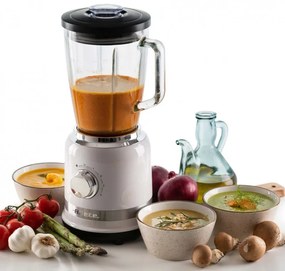Blender Ariete MODERNA 0585/01, 1000W, 4 lame, 1,5 L, 4 viteze + pulse, Cana din sticla, Alb