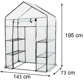 Seră de balcon 143x73x195 cm transparentă