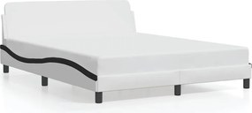 vidaXL Cadru de pat, Dover, alb/negru, 160x200 cm, piele ecologică