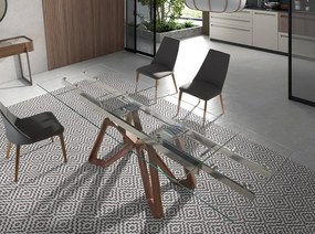 Masa extensibila deosebita design LUX Walnut-Glass 160-240x90cm