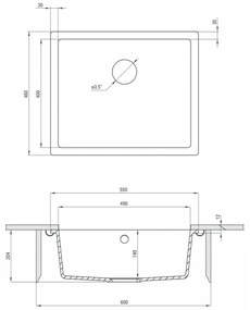 Chiuveta bucatarie compozit sub blat gri mat 55 cm Deante Corda 550x460 mm, Gri mat