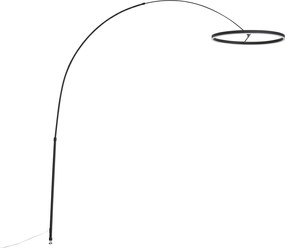 Lampă de podea arcuită de design neagră, incl. LED cu dimmer în 3 trepte - Anello