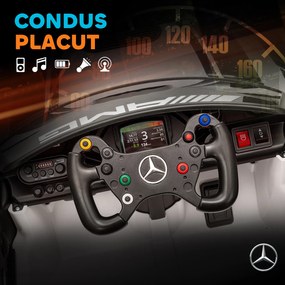 AIYAPLAY Mașinuță Electrică pentru Copii 3-8 Ani Mercedes-AMG 12V cu Telecomandă, Lumini LED, Roți de Transport, Alb | Aosom Romania