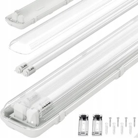 Corp de iluminat tehnic LED T8, 2 x soclu G13, 20 W, 230 V, 6500 K, 120 cm, IP65, alb