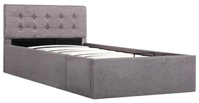 285595 vidaXL Cadru de pat hidraulic cu ladă, gri taupe, 100 x 200 cm, textil