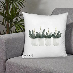 Perna Decorativa Lumanari Advent in Borcane, 40x40 cm, Alb Pufos, Husa Detasabila, Perna Inclusa, BEKZ®