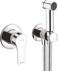 Dus igienic cu baterie Kludi Zenta SL cu agatatoare, para, furtun si baterie incastrata