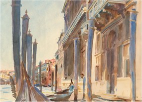 Tablou pe sticlă - John Singer Sargent, Gondola Moorings on the Grand Canal, reproducere (70x50 cm)