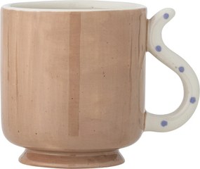 Set 4 căni din ceramică artizanală, multicolor, pictate manual cu pisici și buline, 8,5x9 cm, 325 ml, „Missy"