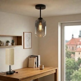 BRILAGI - Lustră aplicată LED R GLASS 1xE27/60W/230V Ø 14 cm negru/gri fumuriu