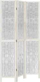 vidaXL Paravan cameră 3 panouri, alb, lemn masiv paulownia