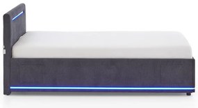 Pat pentru copii gri închis tapițat cu spațiu de depozitare cu somieră 140x200 cm Circle – Meise Möbel