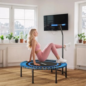 SPORTNOW Trambulină Fitness Ø114cm cu Mâner Reglabil 5 Poziții Capacitate 150kg Albastru | Aosom Romania