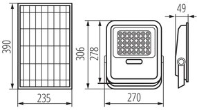 Proiector LED cu panou solar și senzor Kanlux 36607 15W/15000 mAh 3,2V IP65 + telecomandă