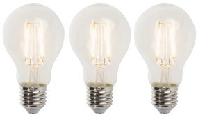 Set de 3 becuri LED cu filament reglabile E27 A60 5W 470lm 2700K