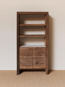 Etajera din lemn reciclat si marmura, cu 5 rafturi, Greta