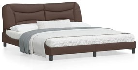 3208018 vidaXL Cadru de pat cu tăblie, maro, 180x200 cm, piele ecologică