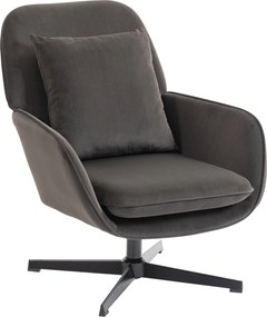 HOMCOM Fotoliu de salon, fotoliu suplimentar căptușit din catifea cu șezut lat, pernă și structură metalică, gri închis | Aosom Romania