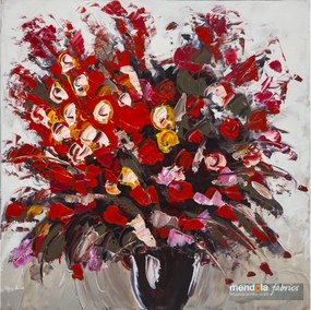 TABLOU PICTAT MANUAL GERANIUM ROSU, 60X60 CM