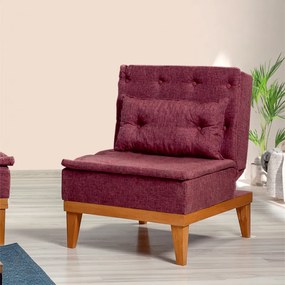Set Canapea si Fotoliu, Lemn Solid, Fuoco, 2 Piese, Rosu Bordo