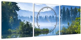 Tablou cu lac montan (cu ceas) (90x30 cm)