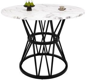 Masă rotundă pentru 4 persoane, Alb+Negru | Aosom Romania