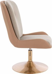 HR690N Scaun Velvet&amp;soft Piele Pu Latte/Carmel Latte Bază Aurie