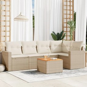 vidaXL Set canapele de grădină cu perne, 6 piese, bej, poliratan