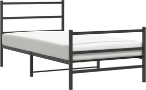 vidaXL Cadru pat metalic cu tăblii de cap/picioare negru, 100x200 cm