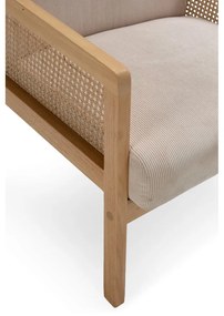 Fotoliu bej țesut cu tapițerie din catifea reiată Debra – Marckeric