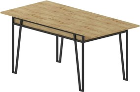 Masa extensibila 855DTE4604, stejar/negru, PAL melaminat/metal, 132/17