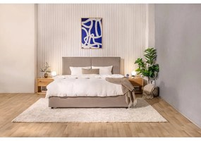 Pat matrimonial taupe tapițat cu spațiu de depozitare cu somieră 180x200 cm Myra Bold – Bonami Selection