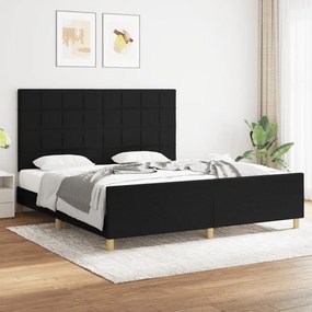 3125075 vidaXL Cadru de pat cu tăblie, negru, 180x200 cm, textil