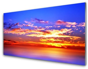 Tablou pe sticla Sky Nori Sea Peisaj Albastru Violet Roșu