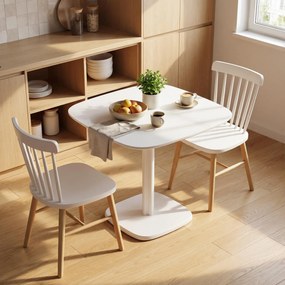 HOMCOM Masă de dining pentru 4 persoane masă de bucătărie pătrată stil modern cu blat aspect lemn, 70 x 70 cm, alb | Aosom Romania