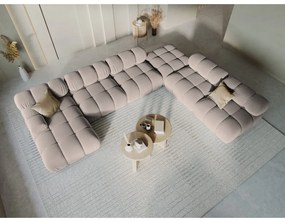 Colțar modular maro deschis cu tapițerie din catifea (cu colț pe partea dreaptă/în formă de "U") Bellis – Micadoni