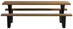 Masă de grădină cu bănci fixe WOOOD Tablo, 206 x 145 cm