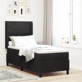 vidaXL Pat box spring cu saltea &amp; LED, negru, 80x200 cm catifea
