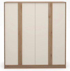 Șifonier crem/în culoare naturală cu aspect de lemn de stejar 180x197,5x53 cm Dennis – Marckeric