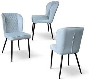 PAZZO DESIGN Set de 4 scaune Simona din catifea albastră cu picioare metalice | Aosom Romania