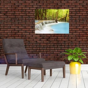 Tablou cu cascada Huai Mae Kamin în pădure (70x50 cm)