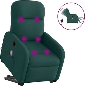 vidaXL Fotoliu electric masaj rabatabil / ridicare verde închis textil