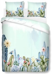 Lenjerie de pat dubla cactus, Bedora, bumbac ranforce, 4 piese