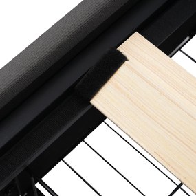 Pat cu tăblie USB și iluminare LED, 4 sertare, structură din lemn, tăblie tapițată, 140x200 cm, Gri