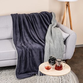 Pătură din imitație de blăniță 4Home, grideschis/antracit, 150 x 200 cm