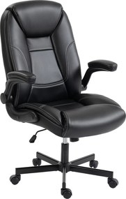 HOMCOM Scaun birou ergonomic fotoliu brațe rabatabile înălțime reglabilă funcție balans negru | Aosom Romania