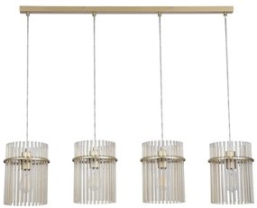 Lustra suspendata metal auriu, tije din sticla Swizzle 4L