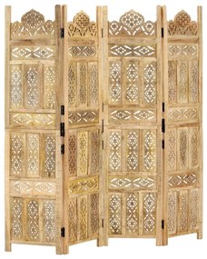 vidaXL Paravan cameră sculptat manual 4 panouri 160x165 cm mango
