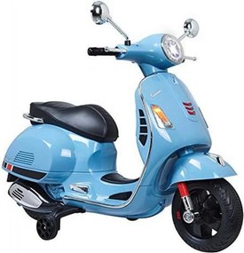 Motocicleta Electrica cu Acumulator Pentru Copii NOVOKIDS™ Vespa Classic Scooter, Pornire la cheie, Lungime 102 cm, 3-8 ani, Max 30 kg, Albastru